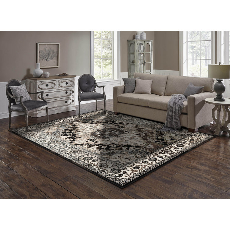 L'Baiet Oriental Black/Ivory/Cream Area Rug & Reviews Wayfair